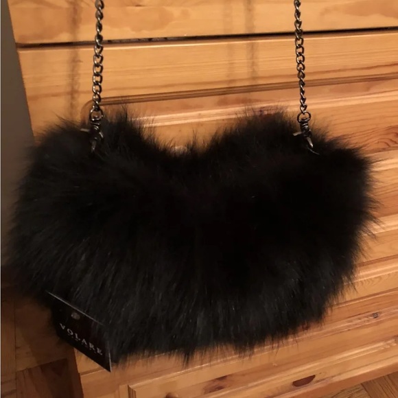 Muff~Crossbody Chain removable Handbag Muff Genuine Black Fox - Picture 2 of 6